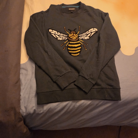 Bonobos Men's Hunter Green Bee Embroidered Crewneck Sweater - Picture 1 of 4